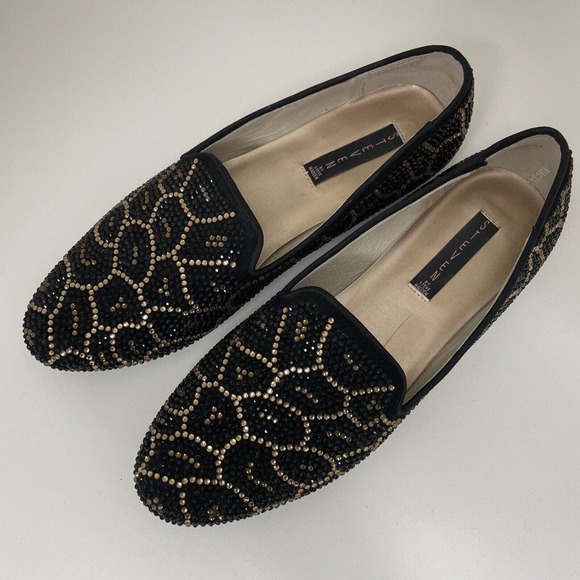 Steven Steve Madden Flats Loafers Size 10 Rhinestone Black Gold Bronze Madee-R - Picture 2 of 9
